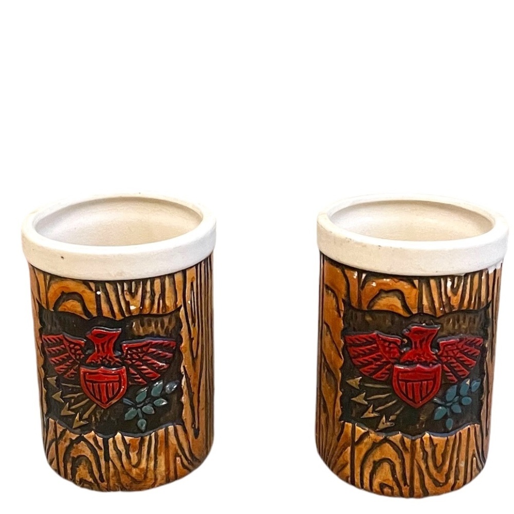 Vintage Napcoware Era American Eagle Colonial Themed Glasses‎